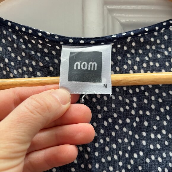 NOM Maternity navy polka dot wrap dress - Picture 4 of 5